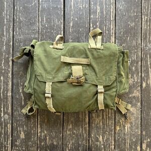 Vintage Iraqi P58 Field Bag Webbing Bag Worn in Faded Olive Green